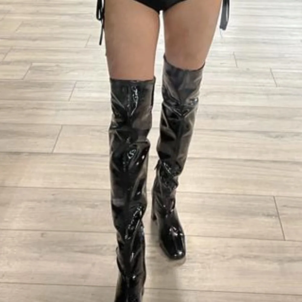 Sam Edelman | Cosette Black Patent Leather Over-The-Knee Block Heel Boots 9.5